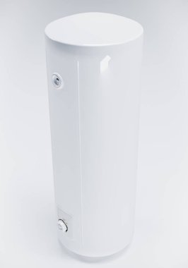  Su ısıtıcısının 3 boyutlu modeli beyaz arkaplanda izole edildi