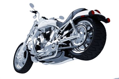 Motosiklet helikopter 3D modeli beyaz arkaplanda izole edildi 