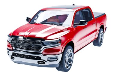  3D model kamyonet beyaz arkaplanda izole edildi