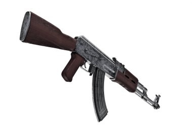 Beyaz arkaplanda izole edilmiş 3D model hafif makineli tüfek