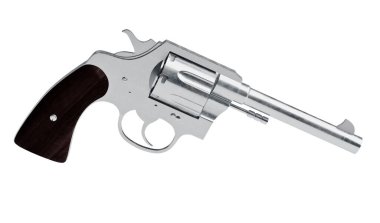  Beyaz arkaplanda izole edilmiş 3 boyutlu bir revolver modeli