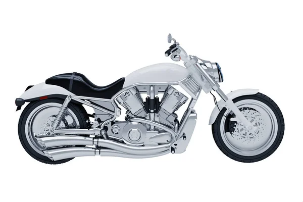 白い背景に隔離されたオートバイのチョッパー3Dモデル — ストック写真