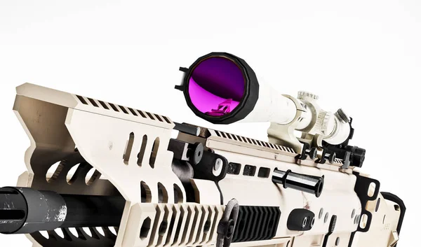 Modelo Arma Com Visão Telescópica Isolada Branco — Fotografia de Stock
