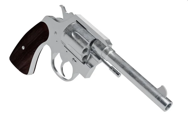 Трехмерная Модель Револьвера Белом Фоне — стоковое фото