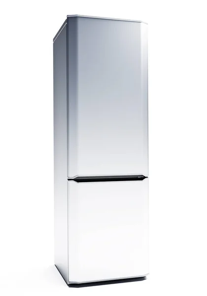 Metal Refrigerator Isolated White Background — Stock Photo, Image