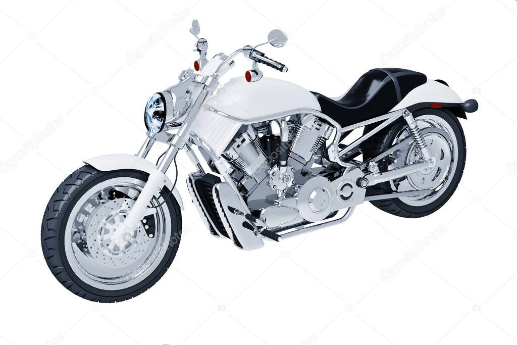 motorcycle chopper 3d model isolated on white background 
