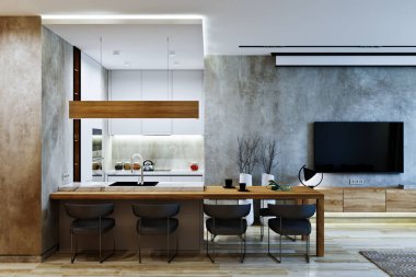 Çatı katı modern iç. Modern daire ev stili