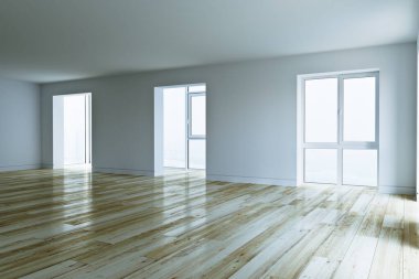 Taşınma evi, apartmanın içi. 3B görüntüleme imege