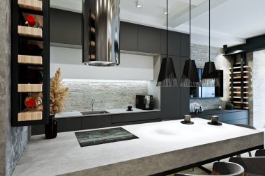 Modern çatı katı tarzı daire içi, özel ev