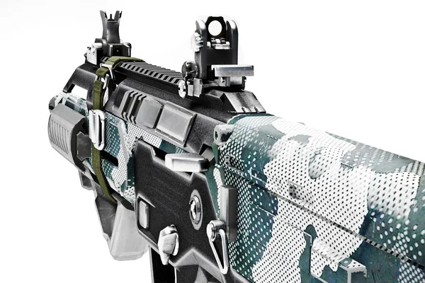 Modell Automatisches Gewehr Mit Kollimatorvisier Und Schalldämpfer — Stockfoto