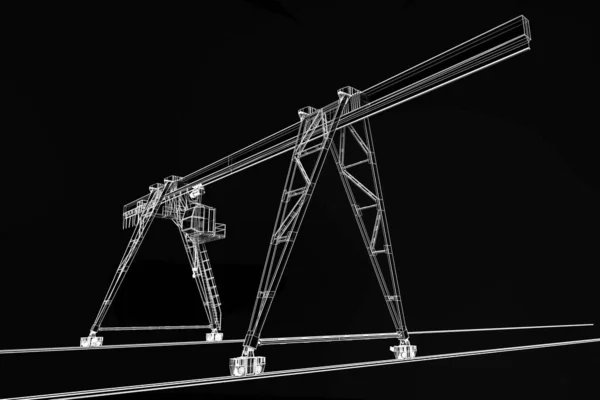 白色背景下隔离的龙门起重机3D型 — 图库照片