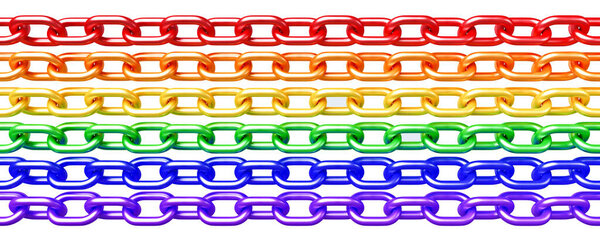  Rainbow chain 3d model isolated on white background