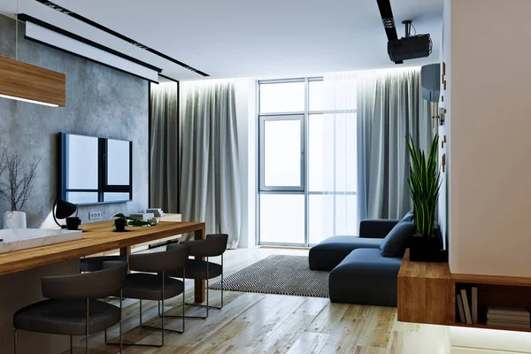 로프트 현대적인 인테리어입니다 아파트 스타일 — 스톡 사진