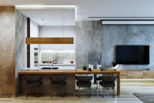 Çatı katı modern iç. Modern daire ev stili