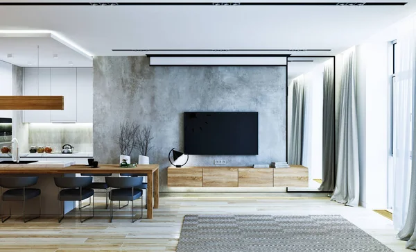 Çatı katı modern iç. Modern daire ev stili