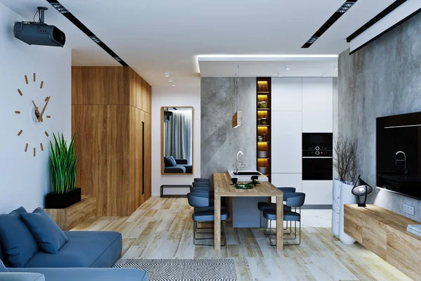 Çatı katı modern iç. Modern daire ev stili