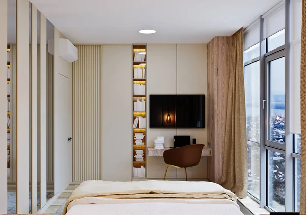 卧房风格 装饰石膏和木料 — 图库照片