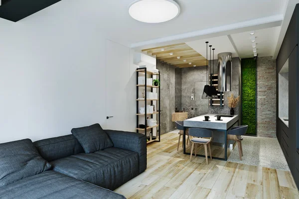 Modern Loft Style Apartment Interior Private House — Stock Photo, Image