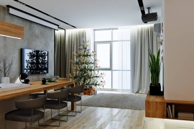  Yeni yıl oturma odasının içi.