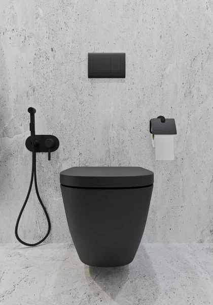 混凝土和大理石下砖三维渲染现代浴室设计 — 图库照片