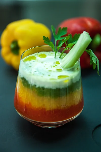 Three-color coctail with celery — Stock Photo, Image