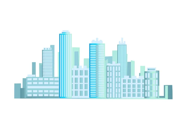 Illustrazione Vettoriale Una Grande Città Con Grattacieli Colori Blu Isolati — Vettoriale Stock