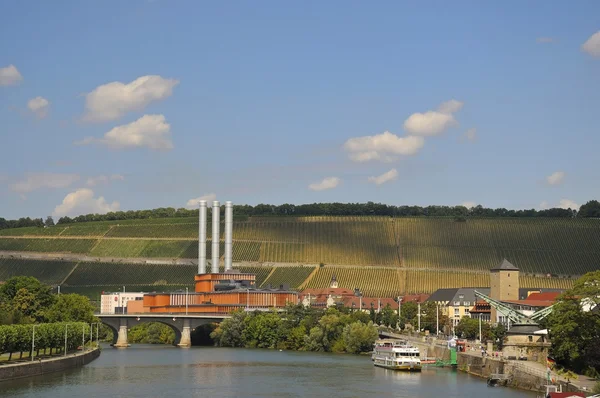 Uitzicht op de belangrijkste rivier, de stad Würzburg, Beieren — Stockfoto