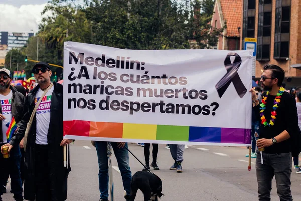Mass Attendance Bogota Lgbt March Thousands People Attended Commemorate Lgbt — Stock Photo, Image
