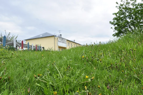 Haus auf einer grünen Wiese. — Stockfoto