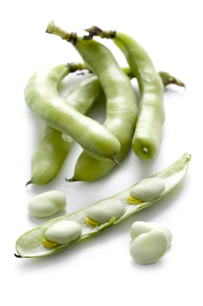 Broad beans on white background — Stock Photo, Image