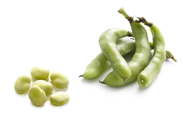Broad beans on white background — Stock Photo, Image