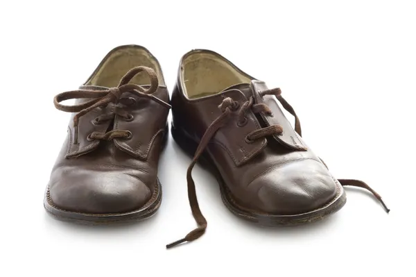 Pair of vintage child leather shoes — Stock Photo, Image