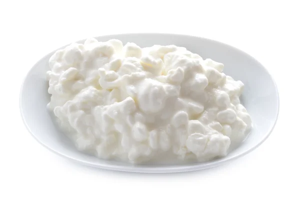 Cottage cheese in a dish isolated — Stock Photo, Image