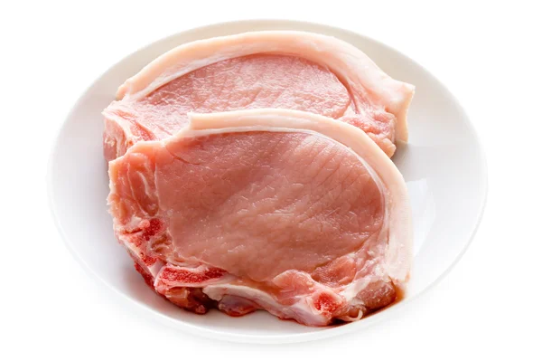 Pork chops mentah terisolasi — Stok Foto