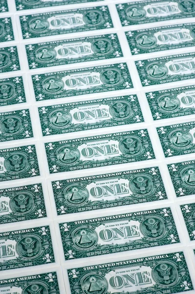 Many one dollar bills side by side — Stock Photo, Image