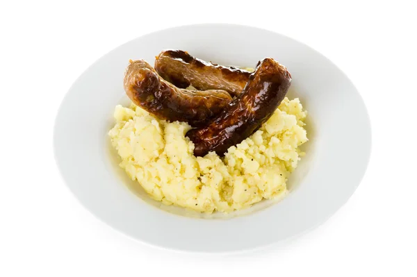 Sausages and mashed potato — Stock Photo, Image