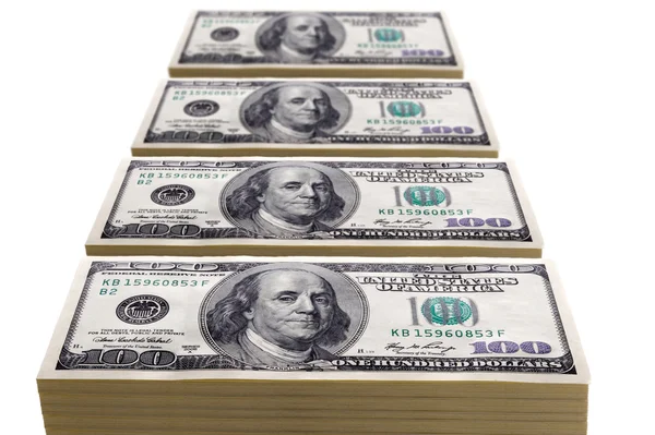 Stacks of one hundred dollar bills — Stock Photo, Image