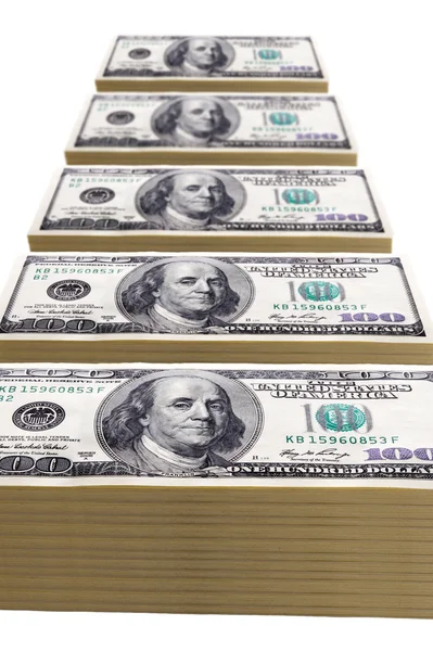 Stacks of one hundred dollar bills — Stock Photo, Image