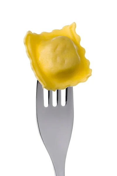 Ravioli pasta on a fork — Stock Photo, Image