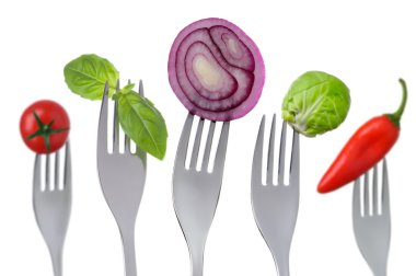 sağlıklı meyve ve sebzeler üzerinde beyaz