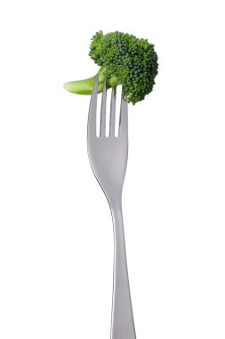 Brokoli floret izole çatal üzerinde