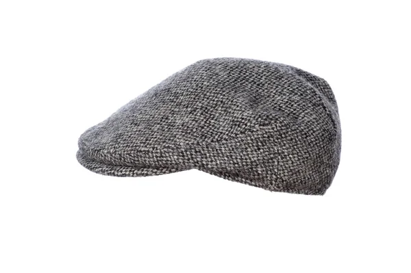 Grey tweed flat cap isolated — Stock Photo, Image