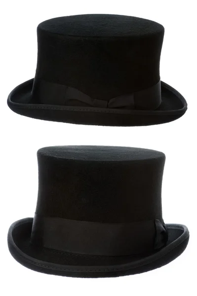 Top hat voorkant en zijkant weergave geïsoleerd — Stockfoto