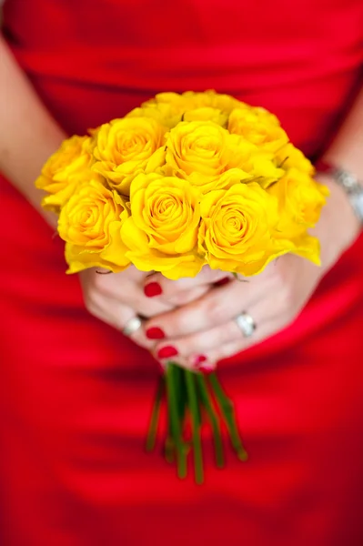 Yellow bouquet of roses — Stock Photo, Image
