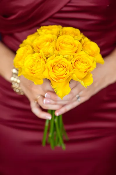 Fresh yellow rose bouquet — Stock Photo, Image
