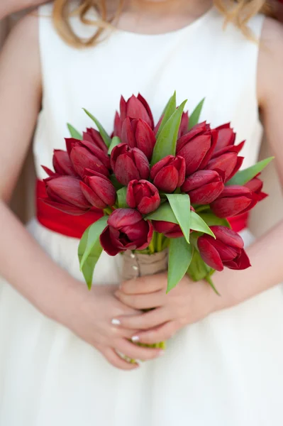 Buquê de casamento tulipa vermelha — Fotografia de Stock