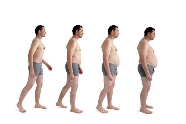 Man making incremental weight gain — Stock Photo, Image