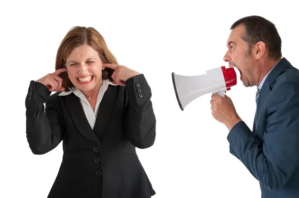 Woman being yelled at by manager Stock Picture