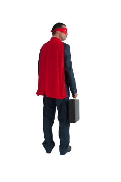 Superhero businessman rear view isolated — Stock Photo, Image