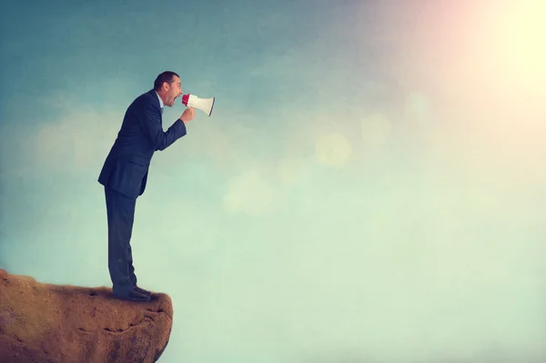 Businessman megaphone — Stock Photo, Image